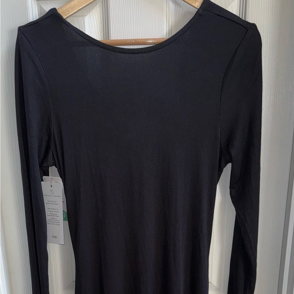 Threads For Thought Nwt Black Long Open Back Dress Womens L Whimsigoth Elegant